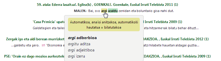 "argi1" hitzaren analisia
