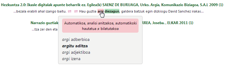"argi2" hitzaren analisia