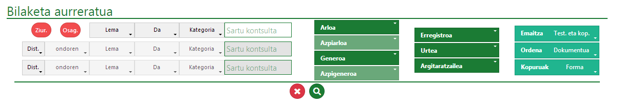 Bilaketa aurreratuaren bilaketa-atala